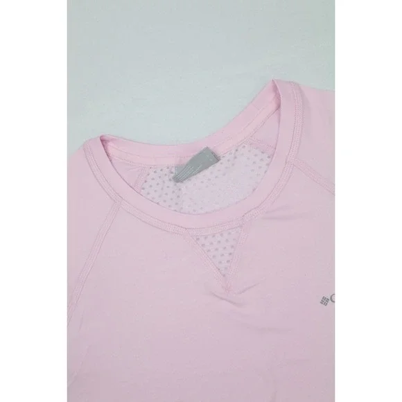 Columbia Women Maplegate Light Pink Short Sleeve Shirt M Active Fit Omni Wick - Picture 3 of 13